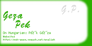 geza pek business card